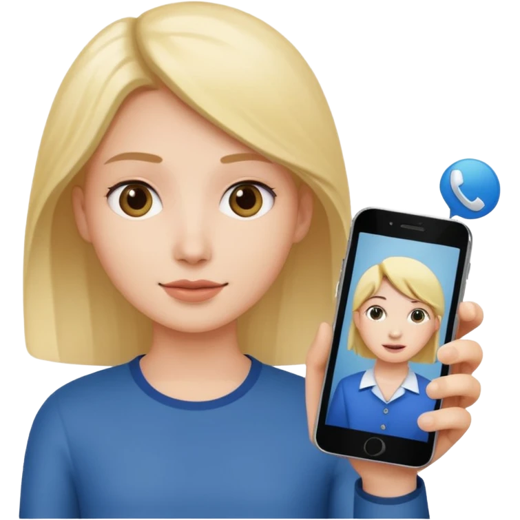 pink video call between one person holding the phone with a person on the phone screen emoji