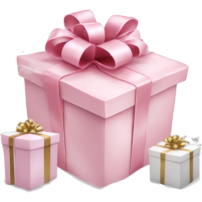 Light pink Christmas gifts under a white Christmas tree  emoji