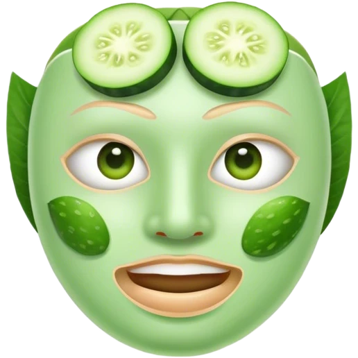 Create an emoji of a character which has a green face mask on with cucumber on its eyes  emoji