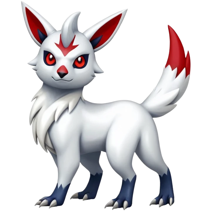 Shiny exotic Absol-Zangoose-Fakémon-hybrid-creature (full body)  with markings emoji