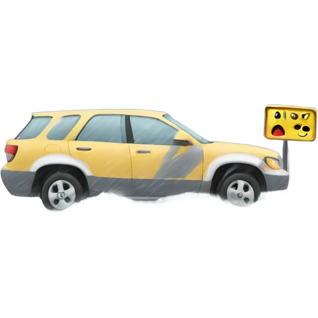 Driving in a blizzard snow storm emoji