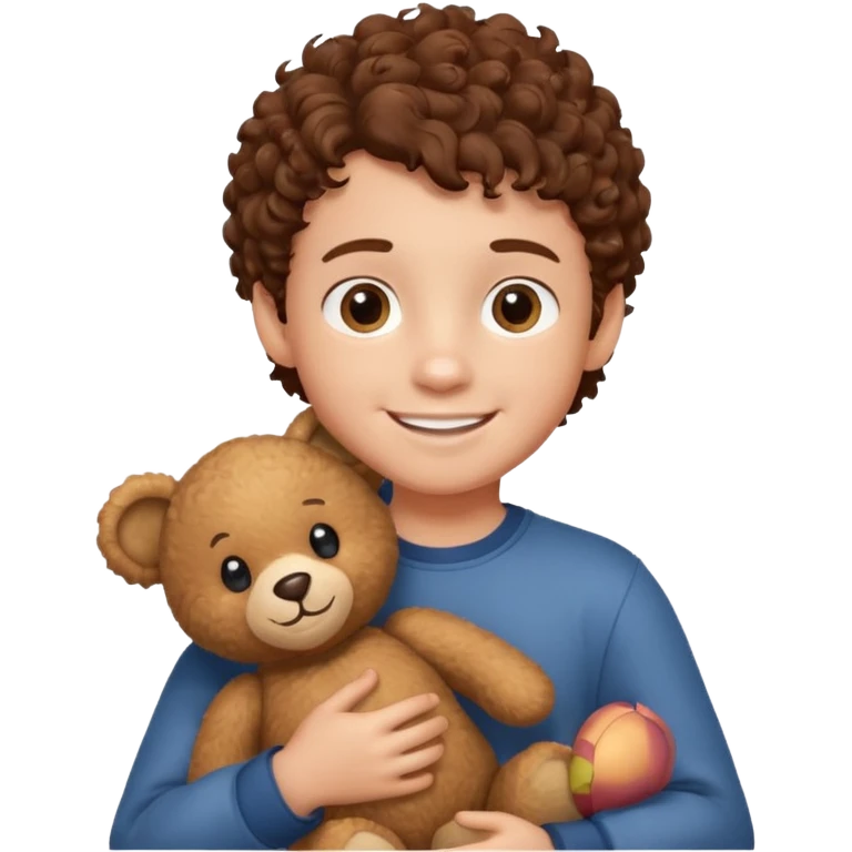 curly hair boy with bear  emoji