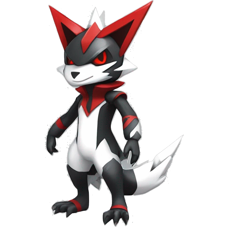  Cool Edgy Futuristic Black White Red Zangoose-Digimon-Medabot full body emoji