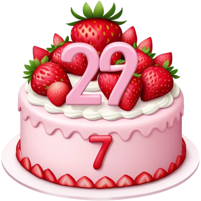 Pink Strawberry birthday cake with the number 27 on it  emoji