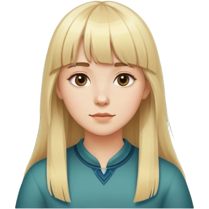 girl with straight blonde hair and bangs draws copy from life in the mountains emoji