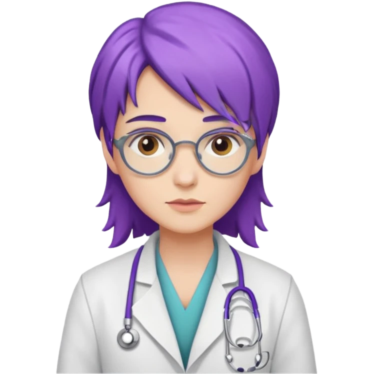 purple haired doctor emoji