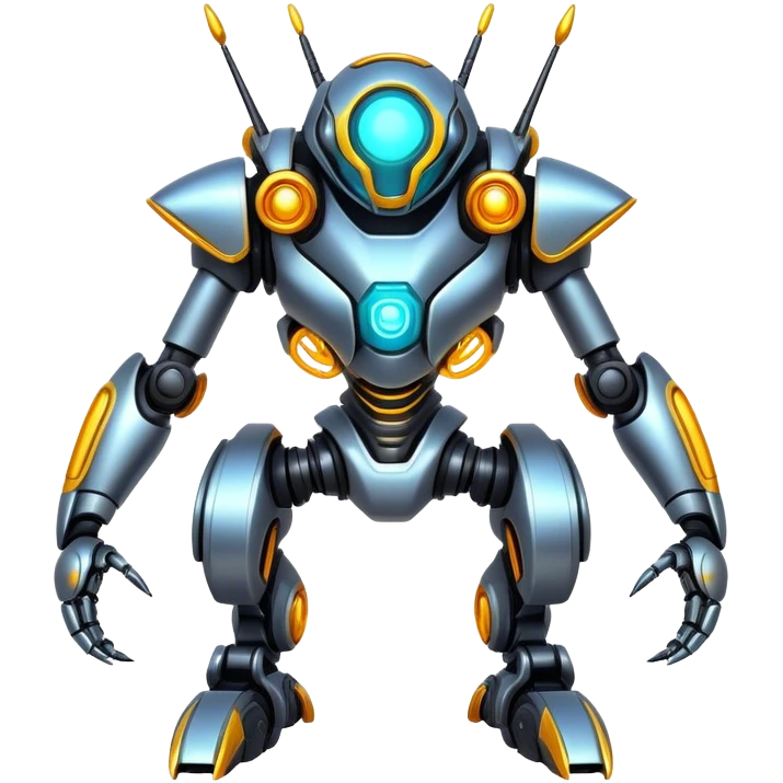 Shiny Epic Edgy Cool Colorful Vibrant Modern Futuristic Robot-Vernid-Protogen-creature-animal, full body  emoji