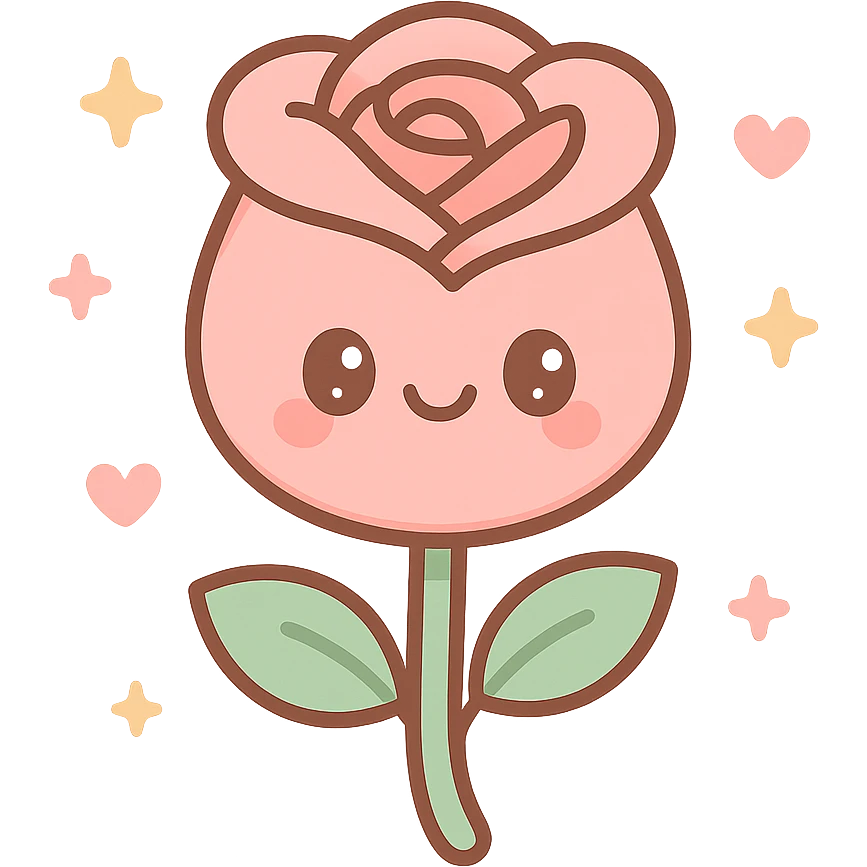 rose gold object, metallic, soft pink, minimal background, kawaii style emoji