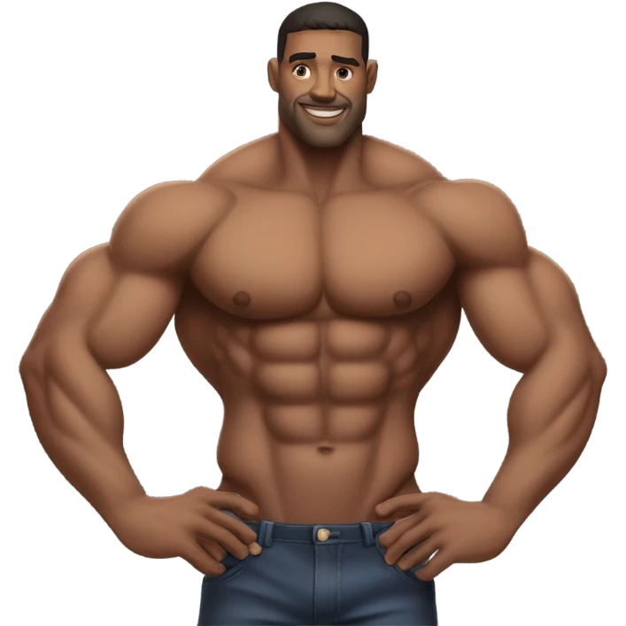 Muscly men with muscly legs holding eachother and kissing  emoji