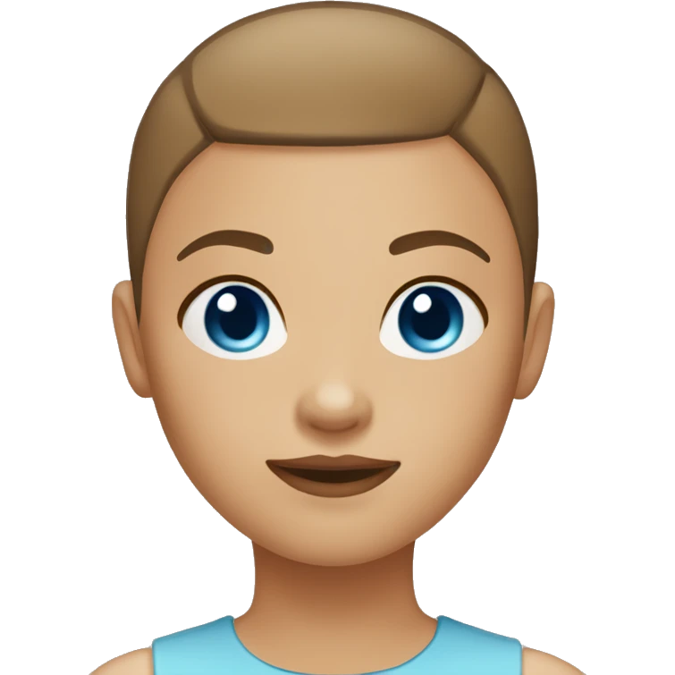 BLUE EYES BROWN BUZZ CUT LIGHT SKIN ROUND FACE GIRL emoji