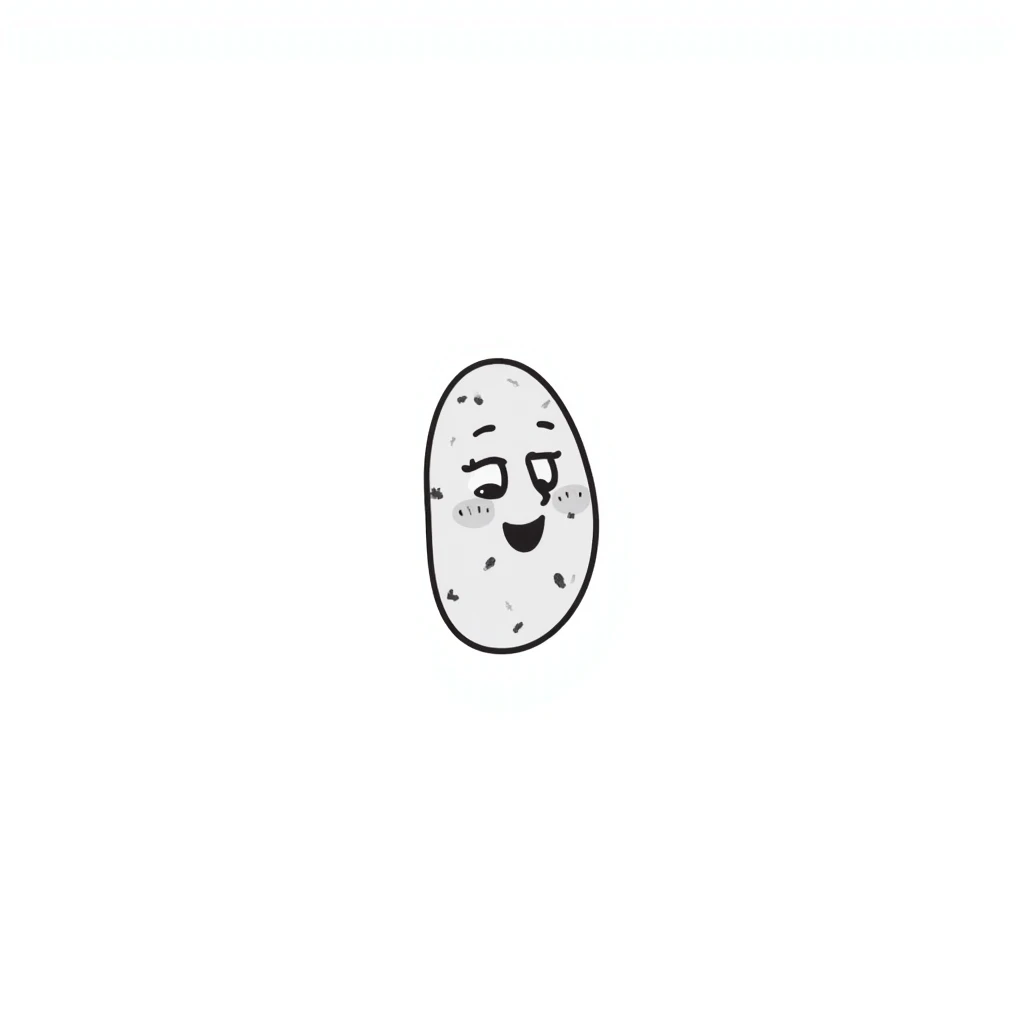 smiling potato tuber with mouth and eyes emoji