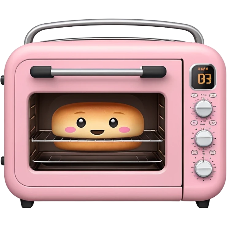 Cute emoji-style Ninja Combi countertop oven, pastel pink appliance, rounded edges, soft highlights, simple shadows, modern kitchen gadget aesthetic, realistic, centered, white background emoji