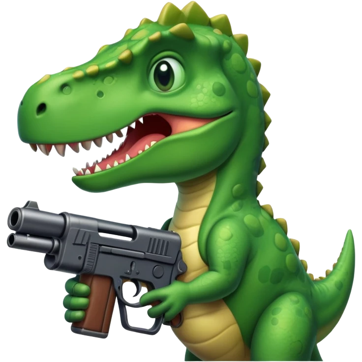 Dino with a gun emoji