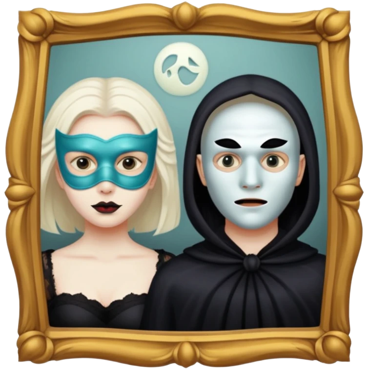 Spooky Man on mask in mirror behind woman emoji