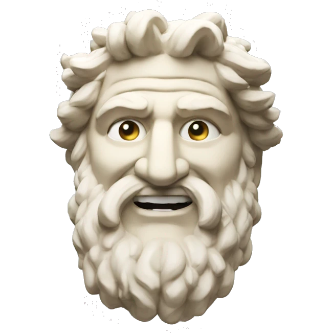 Ancient Greek King Odysseus Statue Face Only, Laughing, Off-white emoji