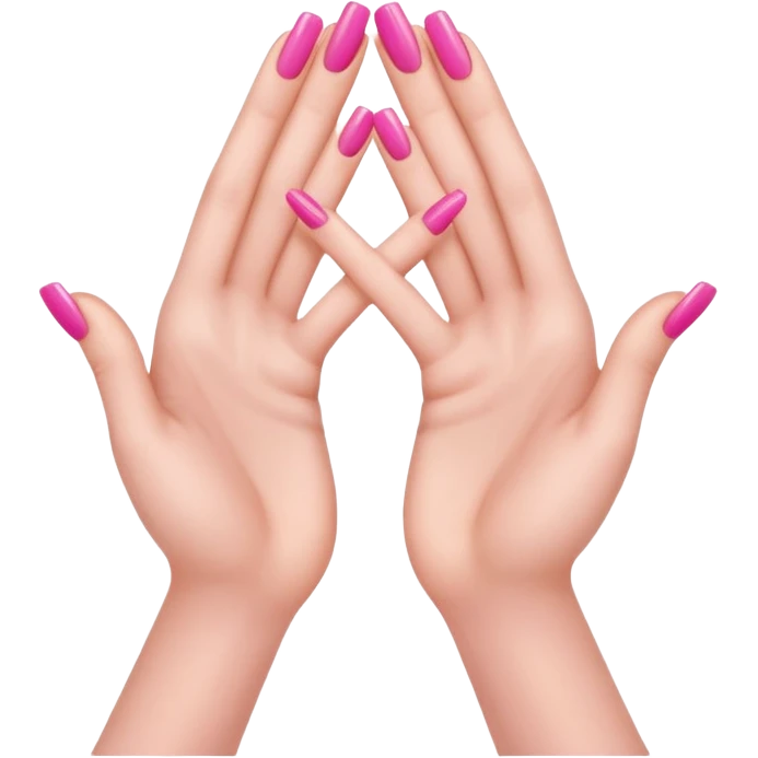 hands with long pink nails doing a hand heart like this 🫶🏼 emoji