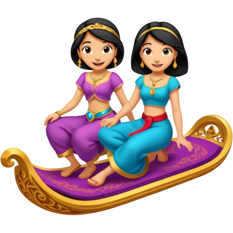 Jasmine and Aladdin riding on a magic carpet  emoji
