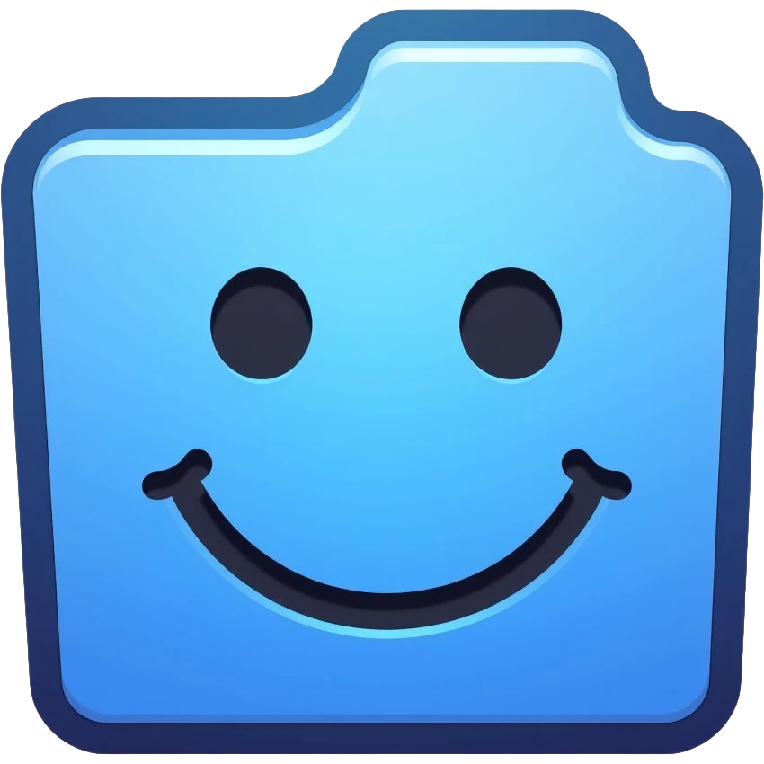 Mac Finder logo, blue square with happy face emoji