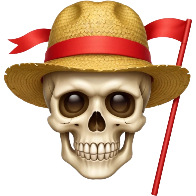 Fait moi un drapeau de tête de mort avec un fond noir et sur la tête met un chapeau de paille avec un fil rouge emoji