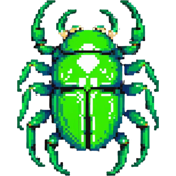 green shiny scarab with a skull as its body emoji