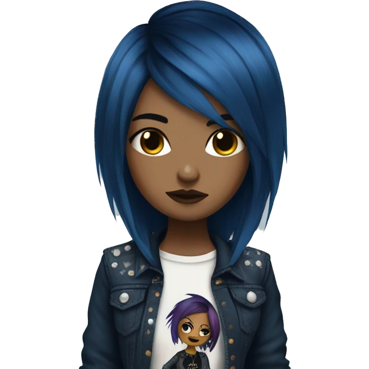 punk rock emo girl brown skin dark blue hair  emoji