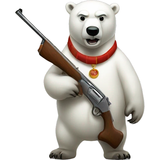 Polar Bear holding a shotgun smoking a cigar emoji