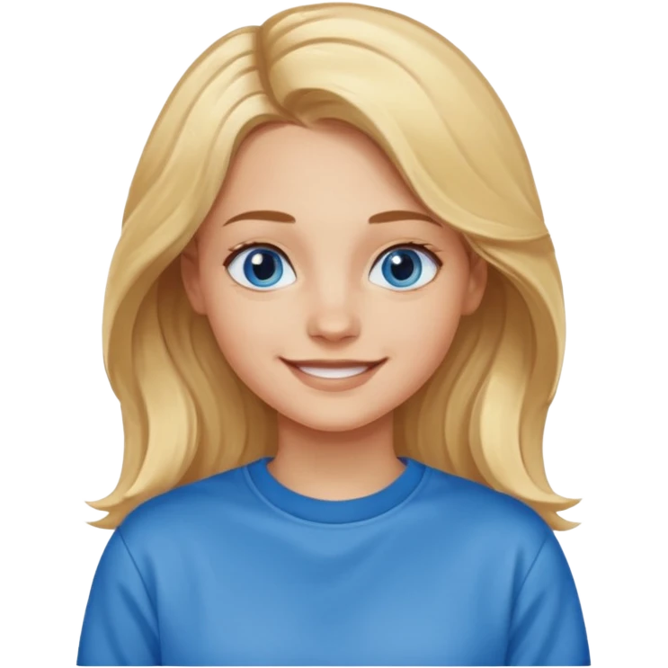 ЗГЕНЕРУЙ ОБЛИЧЧЯ ДІВЧИНИ З СВІТЛИМ, ТРОХИ ХВИЛЯСТИМ ВОЛОССЯМ, ОДЯГНЕНУ В ШОКОЛАДНИЙ СВІТШОТ, ПІД НИЗОМ ВИДНО  БІЛУ ФУТБОЛКУ. В НЕЇ ГОЛУБІ ОЧІ ТА ДОВГЕ ВОЛОССЯ, ВОНА УСМІХНЕНА emoji