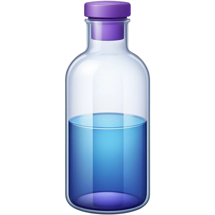 Purple bottle with a white lid and a blue bottle emoji