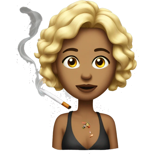 Sonya smokes a cigarette emoji