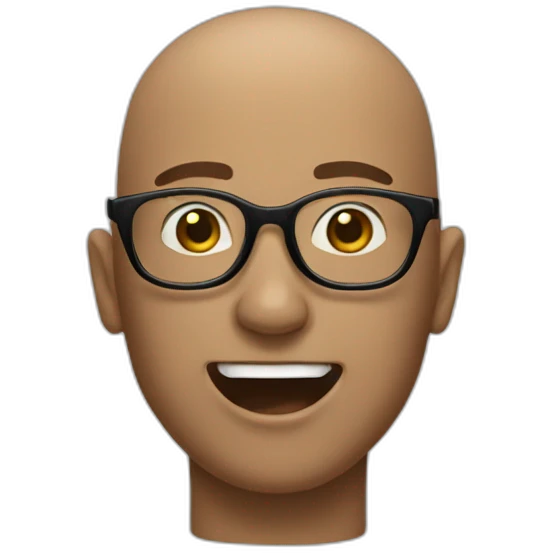 guy with glasses, bald on top, hair on the sides and tongue sticking out emoji
