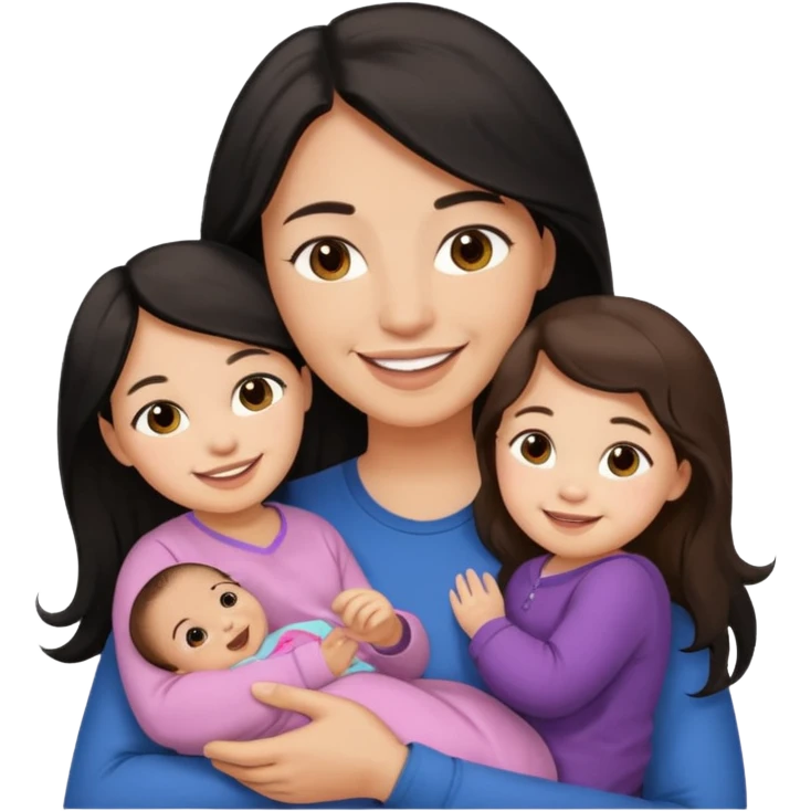 Mom and dad and baby girl brown dad light skinned mom and baby women with long black hair emoji