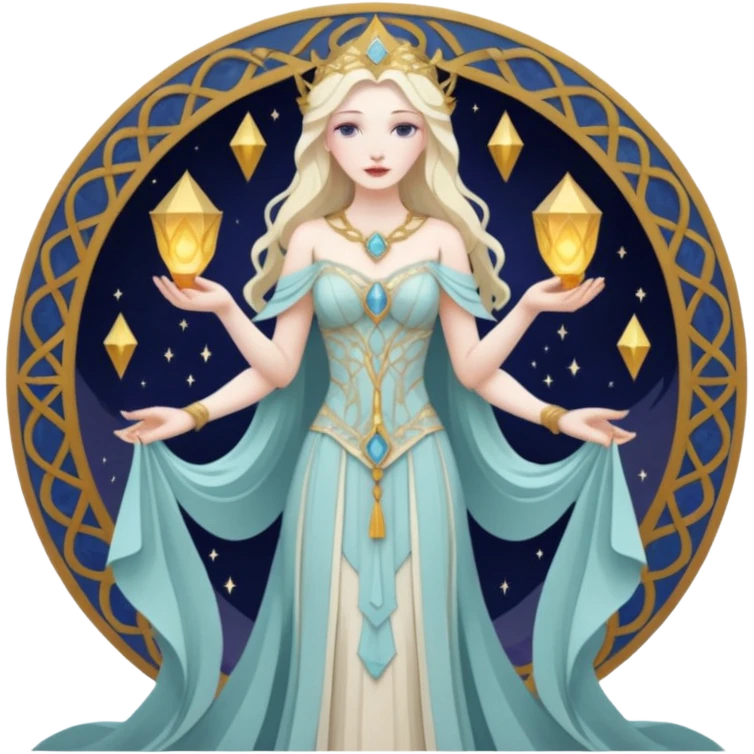 fantasy magic tarot card low poly goddess emoji