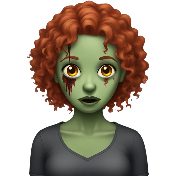 Zombie girl with hands and red curly hair emoji