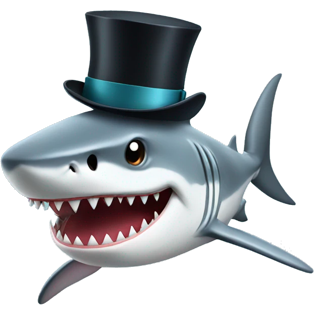 Shark with a top hat emoji