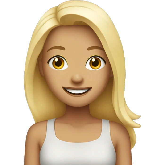 blonde girl smiling in city emoji