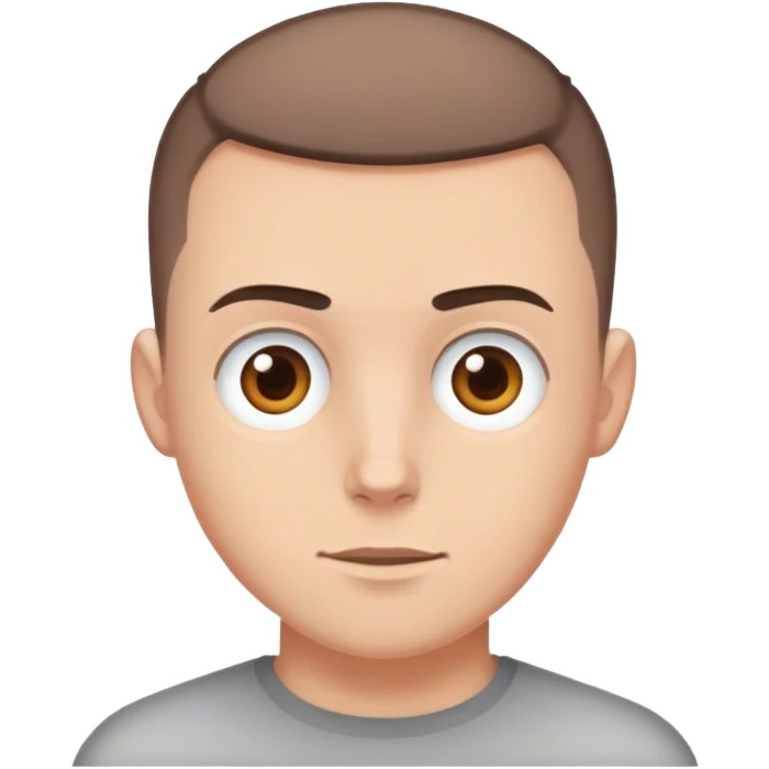 Pale white guy with buzz cut brown hair and brown eyes  emoji