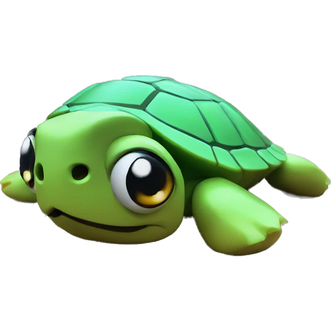Turtle sad, with plastic emoji