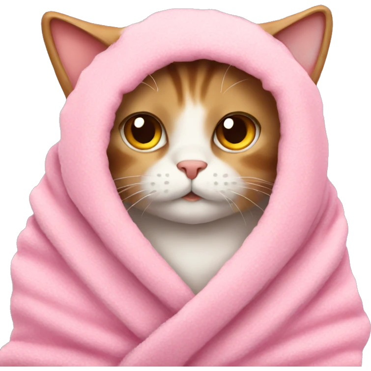 Cat in a pink cozy blanket emoji