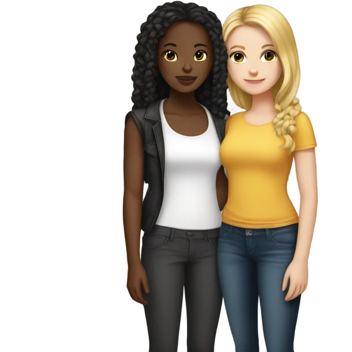 White girl And black girl bff  emoji