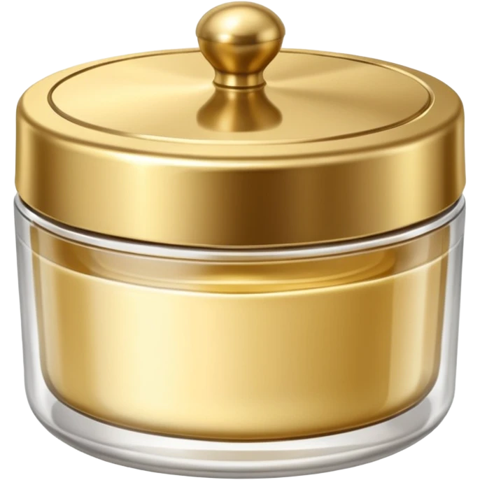 Produtos de beleza delicado com tampa dos potes dourados e fundo transparente pra usar como figurinha emoji