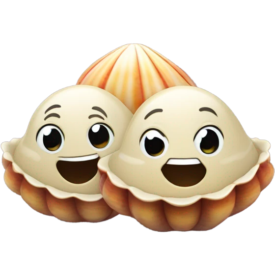Two clam friends smiling emoji