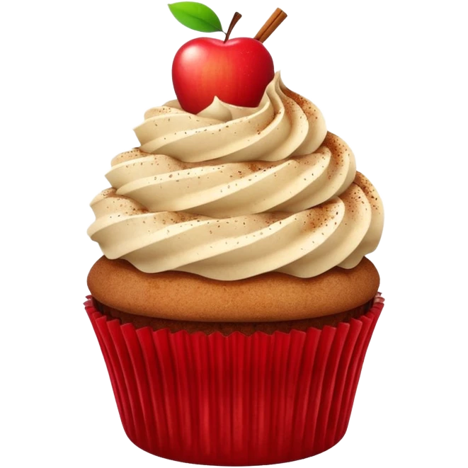 cupcake with cinnamon chai dust and apple on top emoji
