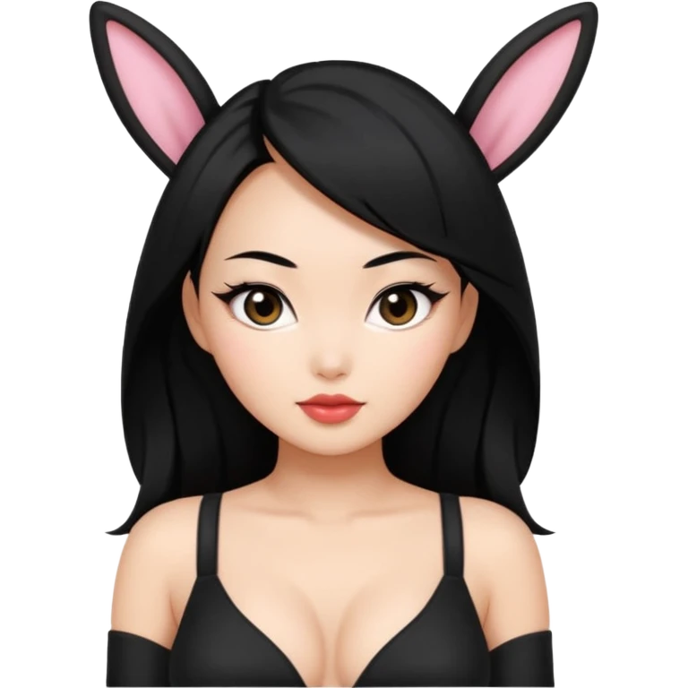 Playboy bunny sexy Asian woman black hair sfw emoji