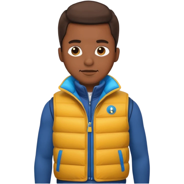 brown skin man with puffer vest emoji