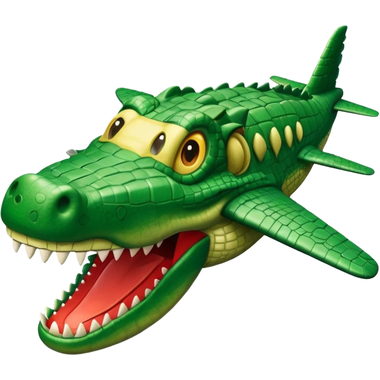 Un avion con cabina de cara de cocodrilo emoji