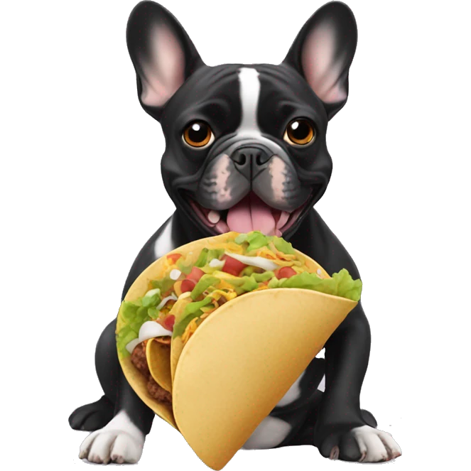 French bulldog eating tacos emoji