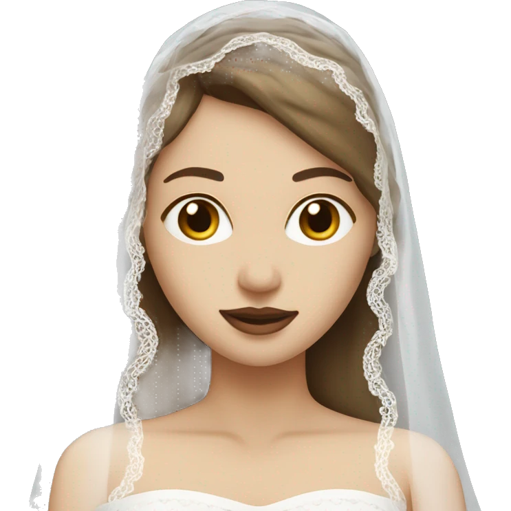 Woman white medium brown hair wearing a white lace veil over her face emoji
