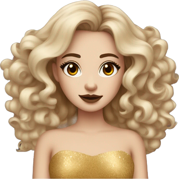Create the zodiac sign leo as a pale brunette girl with elaborate makeup and dress that matches the zodiac sign  emoji