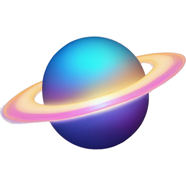 sparkly glittery blue purple and pink gradient planet with a cheesy saturn ring emoji