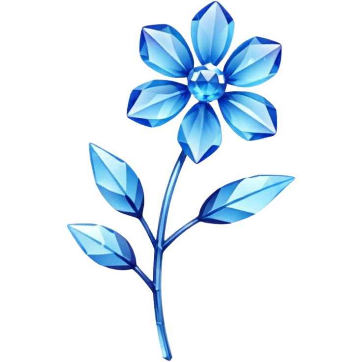 Blue crystal flower and stem emoji